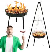 PALENISKO OGRODOWE 2w1 GRILL WĘGLOWY RUSZT OKRĄGŁY TRÓJNÓG MISA BBQ 1000