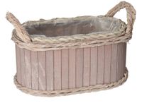 Doniczka osłonka drewniana korytko podkład 28 cm brązowa