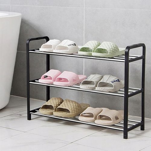 SZAFKA PÓŁKA NA BUTY OBUWIE STOJAK REGAŁ LOFT CZARNA 3-POZIOMOWA na Arena.pl