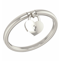 PIERŚCIONEK Z RUCHOMĄ ZAWIESZKĄ KŁÓDKA SERCE ZE SREBRA SREBRO PRÓBY 925