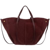VERA PELLE torebka zamszowa shopper duża rozpinana na ramię V679 c.bordowa