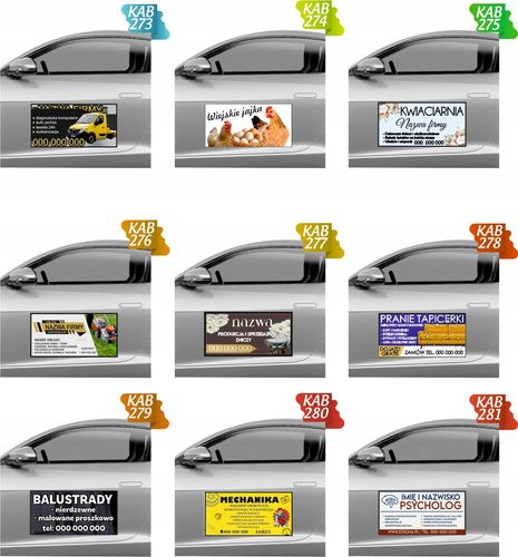 Magnes na samochód reklama magnetyczna 60x30 cm USŁUGI KAMIENIARSKIE na Arena.pl