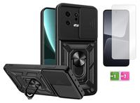 Etui pancerne do XIAOMI 13 Slide Ring czarny case obudowa + szkło na ekran