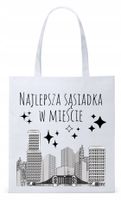 Torba Biała Eco Shopper Dla Sąsiada Sąsiadki Z Nadrukiem Ze Zdjęciem
