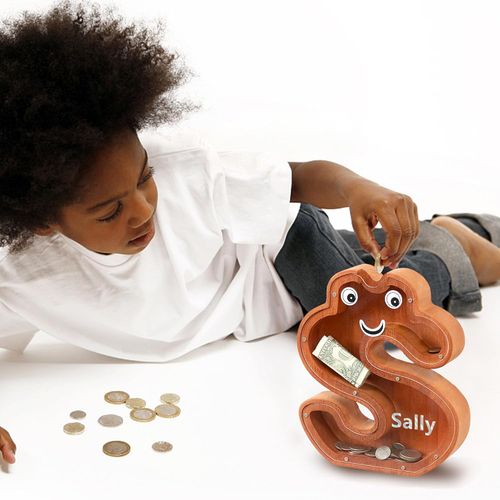 Lakpopya Skarbonka w Kształcie Litery S Drewniana 21.8 x 4 x 23 cm na Arena.pl