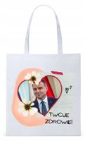 Prezydent Andrzej Duda Torba Eco Biała Shopper Z Nadrukiem Ze Zdjęciem
