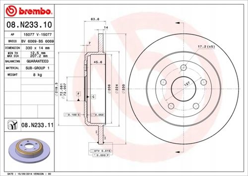 TARCZA HAM TYL 330X14 P BREMBO na Arena.pl