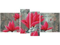 120CM 55 OBRAZ 4 ELEM FUKSJOWA MAGNOLIA ŚCIENNY
