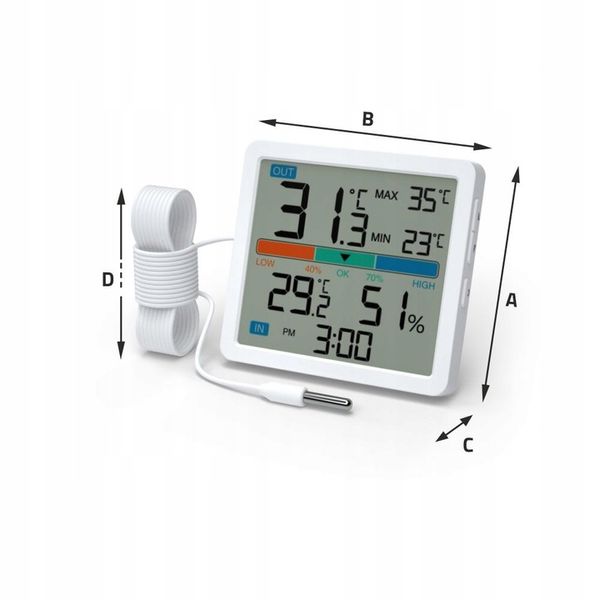 Termometr zewnętrzny pokojowy wewnętrzny Higrometr Stacja Pogodowa Manta zdjęcie 4