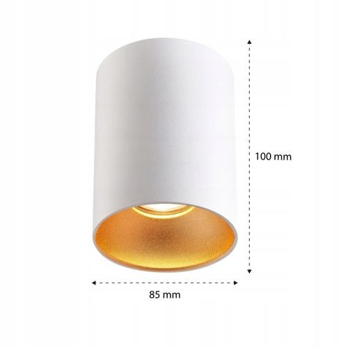 Oprawa Halogenowa sufitowa Natynkowa Tuba LED GU10 spot BIAŁY ZŁOTY na Arena.pl