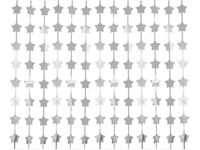 Kurtyna imprezowa, gwiazdy, srebrna, 100 cm x 200 cm