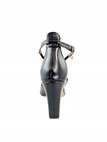 Czarne czółenka Prestige 2227/OBL sr. cekiny damskie słupek eleganckie r.37 na Arena.pl