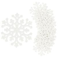 Zawieszki świateczne 8 szt. śnieżynki brokatowe 8 cm białe