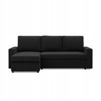 KANAPA NAROŻNIK NEO CZARNY Nowoczesny Rogówka Rozkładana z Funkcją Spania