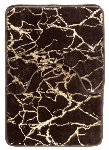 Dywaniki łazienkowe kpl. 2 el. brązowy stylowy złoty wzór miękkie puszyste na Arena.pl