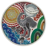 Emu Utingat kolorowany 2 uncje Srebra 2025 Antiqued Coin