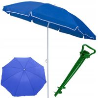 PARASOL PLAŻOWY SKŁADANY PODRÓŻNY OGRODOWY ŁAMANY WBIJANY NIEBIESKI 180cm