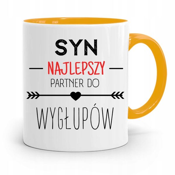 Kubek Żółty Prezent Dla Syna Najlepszy Do Wygłupów Z Nadrukiem Ze Zdjęciem zdjęcie 1