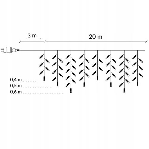 Lampki Zewnętrzne Sople LED 500 23m Biały Ciepły Światełka Świąteczne na Arena.pl