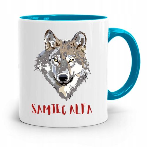 Kubek Błękitny Prezent Dla Taty Ojca Samiec Alfa Z Nadrukiem Ze Zdjęciem na Arena.pl