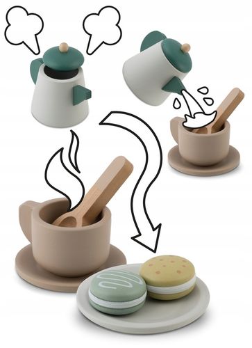 Drewniany serwis kawowy dla dzieci zestaw do kawy i herbaty zabawki Nukido na Arena.pl