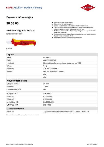 NÓŻ DO ŚCIĄGANIA IZOLACJI 170MM - KN 98 53 03 zdjęcie 3