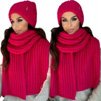 KOMPLET DAMSKI MŁODZIEŻOWY CZAPKA BEANIE SZAL DŁUGI ZIMOWY NA ZIMĘ KOL 2994