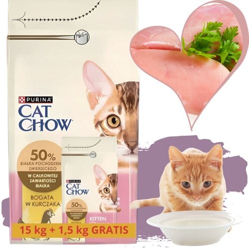 sucha karma dla kota cat chow kitten kurczak 15 kg + 1.5 kg gratis kocięta na Arena.pl