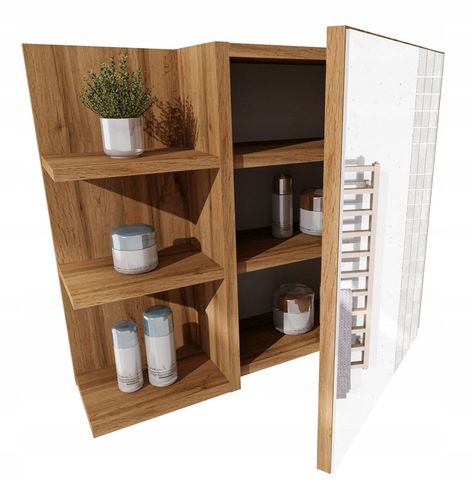 Szafka łazienkowa regał łazienkowy półki lustro wisząca dąb Wotan na Arena.pl