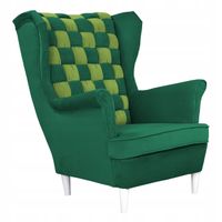 Fotel uszak Carol Duo skandynawski  turkusowo zielony paski