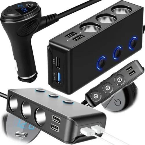 ROZDZIELACZ GNIAZDA ZAPALNICZKI 12-24V 4xUSB QC PD na Arena.pl
