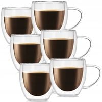 KUBKI SZKLANKI TERMICZNE 250ML DO KAWY HERBATY 6szt