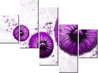 100 75CM OBRAZ 5 ELEM FIOLETOWE DMUCHAWCE ŚCIENNY