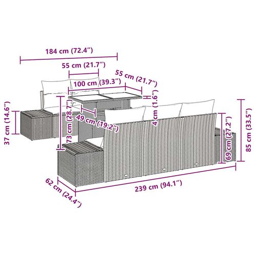 Zestaw Sof na Ogród 6 pcs Beżowy i jasnoszary 100 x 55 x 73 cm na Arena.pl