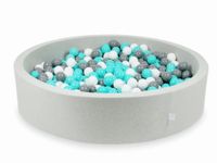 Suchy basen jasnoszary 130x30 z piłeczkami 600 sztuk (turkusowe, białe, szare)