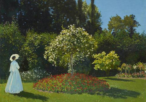 Plakat 100x70cm Lady in the Garden, Monet Vintage do Salonu na Arena.pl