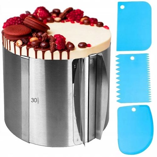 Rant Do Tortu Regulowany Śr 16-30CM Tortownica Wysoki 15 cm + 3 Łopatki OLK na Arena.pl