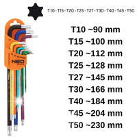 NEO TOOLS Długie Kolorowe Klucze IMBUSOWE I TORX 18 szt. IMBUSY