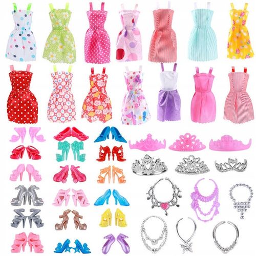 SUKIENKI DLA LALEK + AKCESORIA GADŻETY UBRANKA WÓZEK MEGA ZESTAW 125 SZT na Arena.pl
