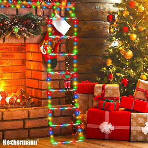 ŚWIĄTECZNA DEKORACJA LED MIKOŁAJ WSPINAJĄCY SIĘ PO DRABINIE ŚWIECĄCY 330cm na Arena.pl