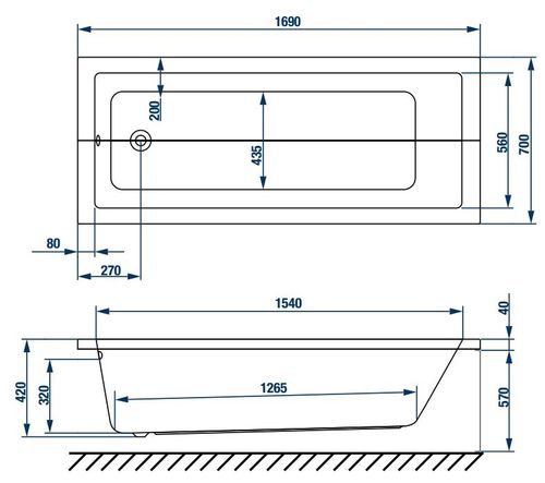 Polska Wanna prostokątna akrylowa 170x70 cm + nogi na Arena.pl
