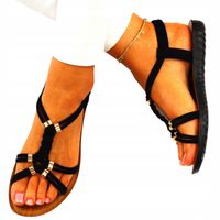 CZARNE SANDAŁY DAMSKIE NA LATO NISKI SPÓD GUMECZKI