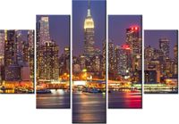 105CM 150CM OBRAZ 5 ELEM MANHATTAN AT NIGHT DRUK