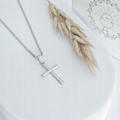 Pamiątka Komunii Świętej Srebrny łańcuszek z krzyżykiem srebro 925 na Arena.pl