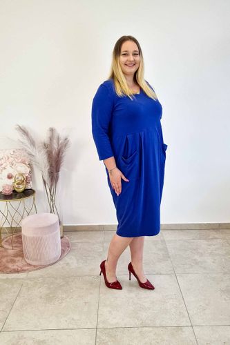 Chabrowa Sukienka Midi Bombka z Kieszeniami 3 na Arena.pl