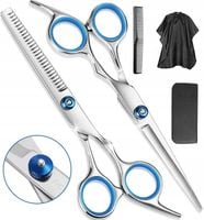 Zestaw Fryzjerski Nożyczki Degażówki Grzebień Peleryna Etui 5w1
