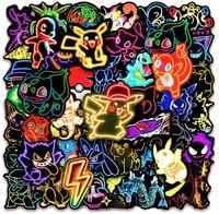Pokemon Pikachu Zestaw 50 szt. Pikaczu Magikarp Neon NAKLEJKI
