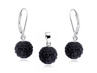 ELEGANCKI WISZĄCY SREBRNY KOMPLET KULKI KULECZKI SHAMBALLA KRYSZTAŁ CRISTAL