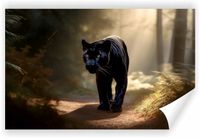 Fototapeta PREMIUM STRUKTURA ZMYWALANA NA WYMIAR pantera w lesie