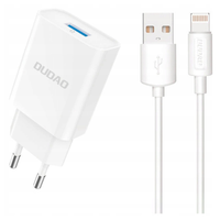 ładowarka sieciowa dudao a4eu usb-a 2.1a - biała + kabel usb-a - lightning